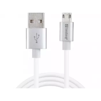 Sandberg cavo MicroUSB reversibile 1m, 1 m, USB A, Micro-USB A, argento, bianco