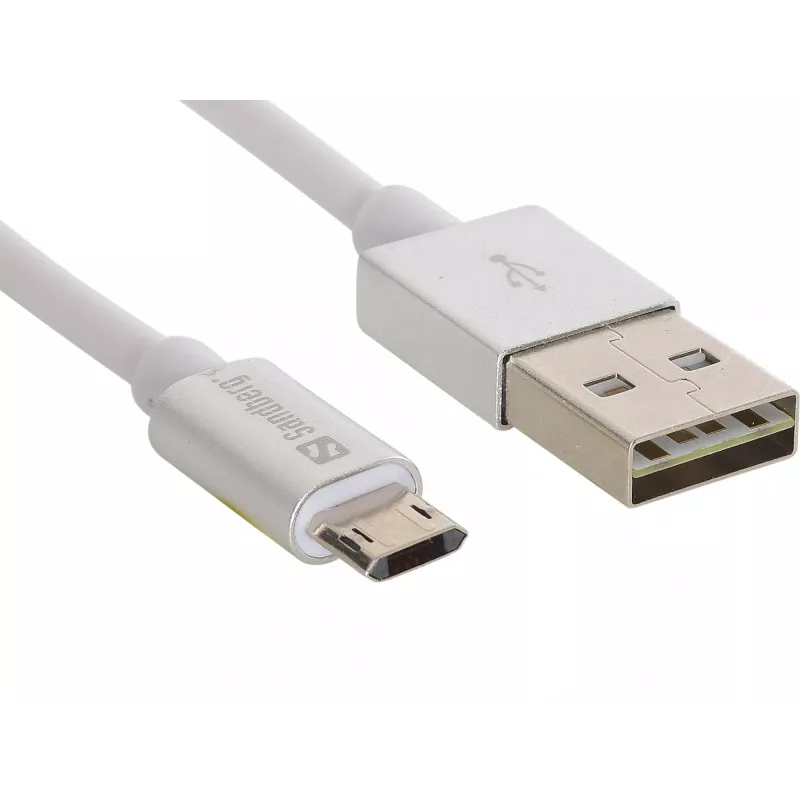 Sandberg cavo MicroUSB reversibile 1m, 1 m, USB A, Micro-USB A, argento, bianco
