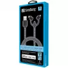 Sandberg 3in1 Lightning+MicroUSB+USB-C 1m, 1 m, Micro-USB A, USB A, connettore maschio/connettore maschio, nero, grigio