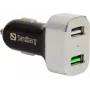 Sandberg caricabatterie da auto 1xQC 3.0+1xUSB2.4A, auto, accendisigari, 12 V, alluminio, nero