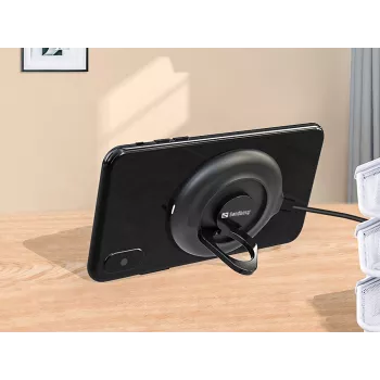 Sandberg Wireless Charger Suction Ring, interno, esterno, USB, ricarica wireless, PowerIQ, nero