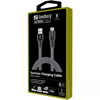 Sandberg cavo Survivor USB-C—USB-A 1 m, 1 m, USB A, USB C, USB 2.0, nero, grigio