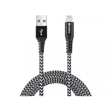 Sandberg cavo Survivor Lightning 2 m, 2 m, Lightning, USB A, connettore maschio, connettore maschio, nero, grigio