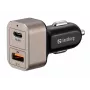 Sandberg caricabatterie da auto 1xQC3.0+1xUSBC 24W, auto, accendisigari, 12 V, nero, grigio