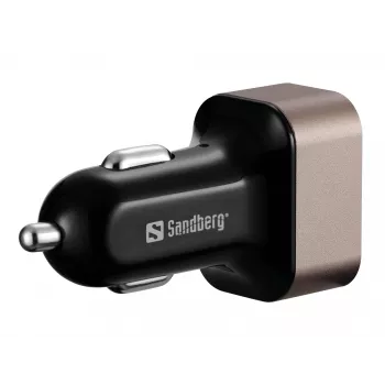 Sandberg caricabatterie da auto 1xQC3.0+1xUSBC 24W, auto, accendisigari, 12 V, nero, grigio