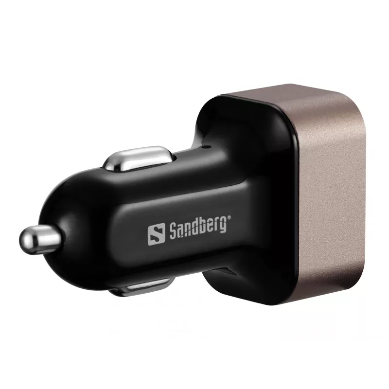 Sandberg caricabatterie da auto 1xQC3.0+1xUSBC 24W, auto, accendisigari, 12 V, nero, grigio