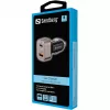 Sandberg caricabatterie da auto 1xQC3.0+1xUSBC 24W, auto, accendisigari, 12 V, nero, grigio