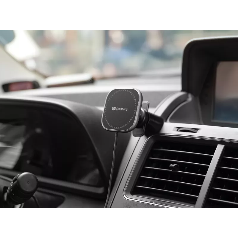 Sandberg In Car Wireless Magnetic Charger 15W, Auto, USB, ricarica wireless, 1,2 m, nero