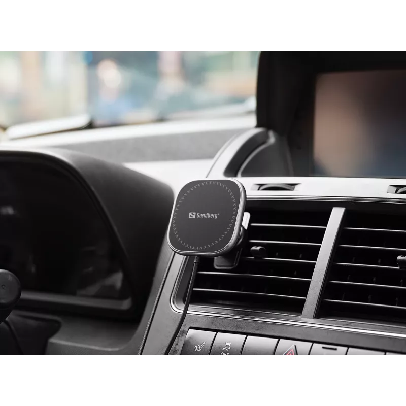 Sandberg In Car Wireless Magnetic Charger 15W, Auto, USB, ricarica wireless, 1,2 m, nero