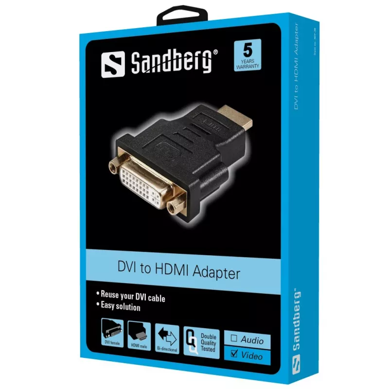Sandberg adattatore DVI-F - HDMI-M, HDMI, DVI, nero
