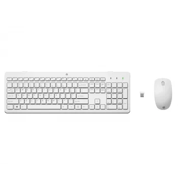 HP 230 tastiera e mouse combo wireless, full-size, a membrana, bianco
