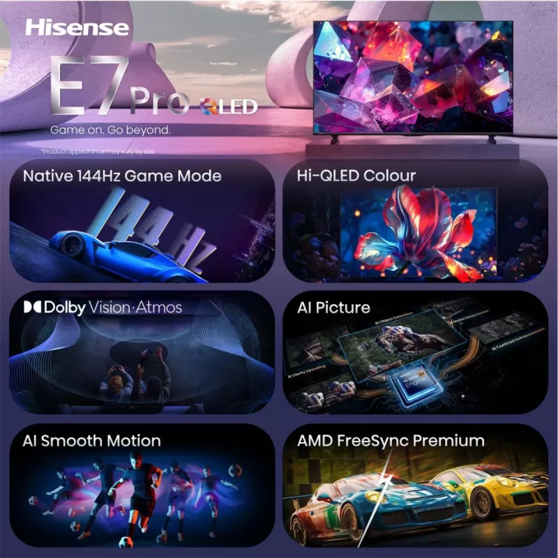 Hisense 85E7S PRO TV 2,16 m (85 pollici) UHD+ Smart-TV Wi-Fi nero 400 cd/m²