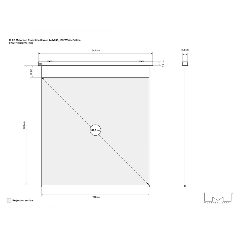 Multibrackets M 1:1 schermo di proiezione motorizzato 240x240, 135