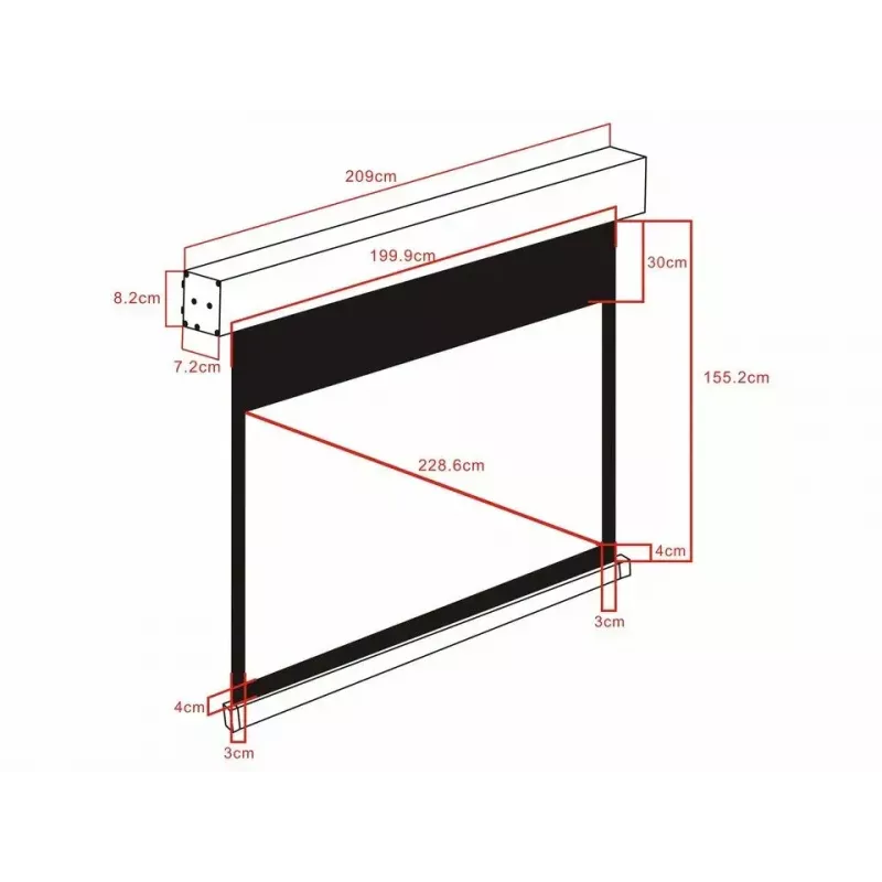 Schermo di proiezione motorizzato MULTIBRACKETS M 16:10 90 inch (visibile 193,9×121,2 cm) bianco opaco, nero/bianco