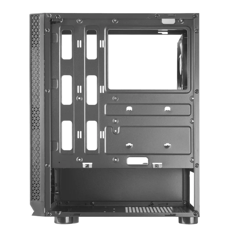Mars Gaming MCN2 case per PC gaming ATX con frontale a finestra laterale completa, griglia, design a doppia camera, ventola posteriore da 12cm, nero