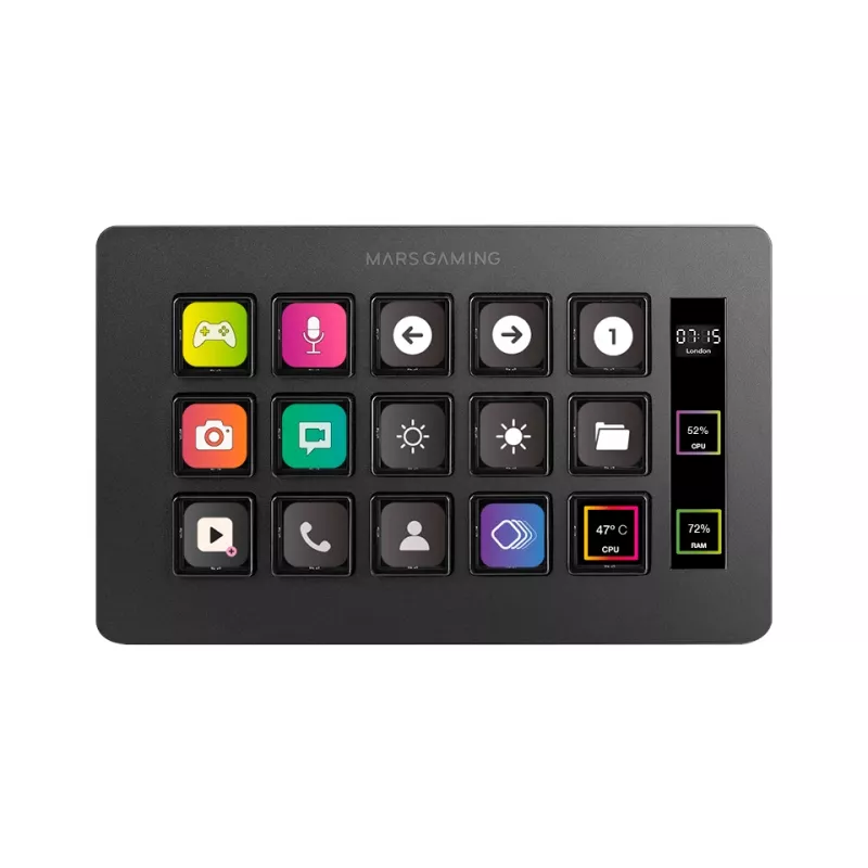 Mars Gaming Control Deck slim MSD-ONE, nero, 15 tasti, touch, 132 mm, 81 mm, 61 mm