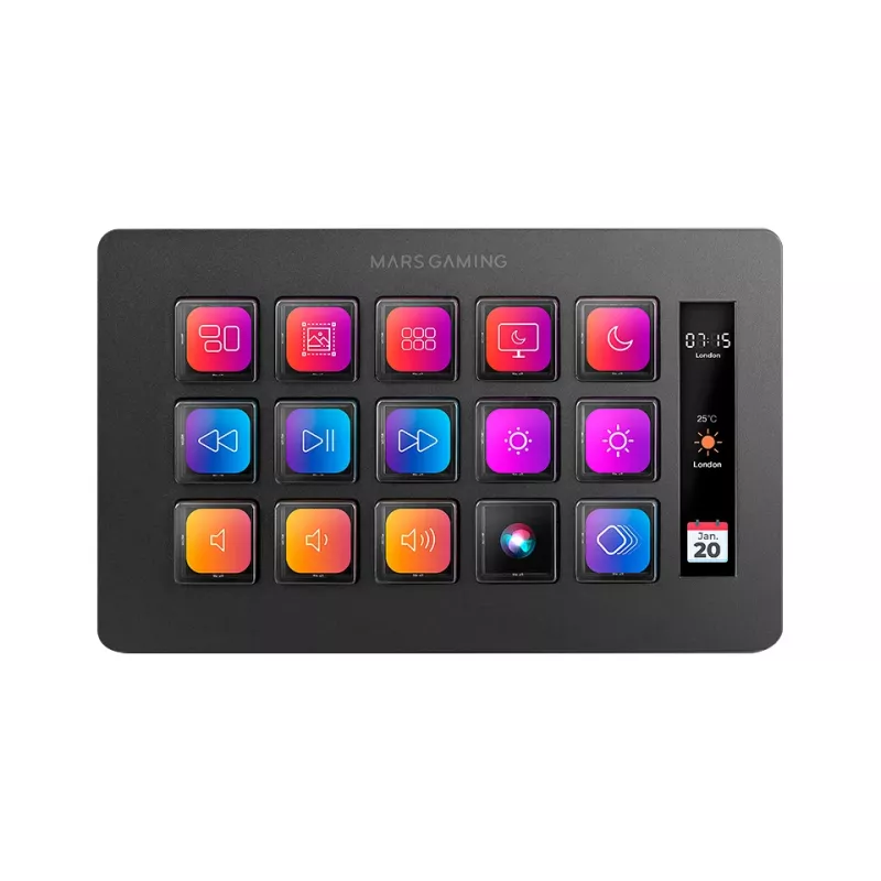 Mars Gaming Control Deck slim MSD-ONE, nero, 15 tasti, touch, 132 mm, 81 mm, 61 mm