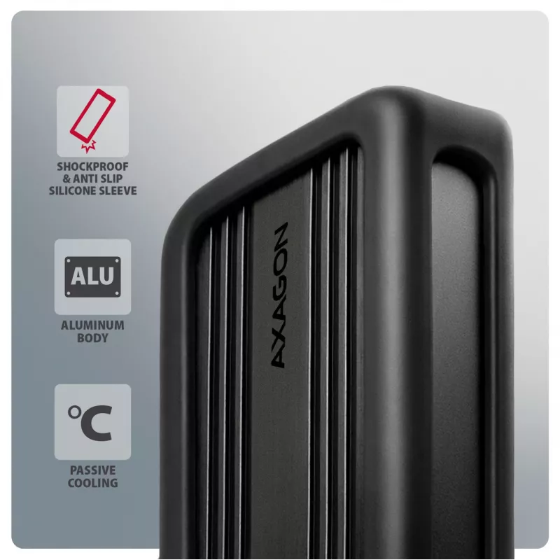 Axagon EEM2-40G case USB-C 40Gbps per SSD M.2 NVMe, alluminio ARMORED