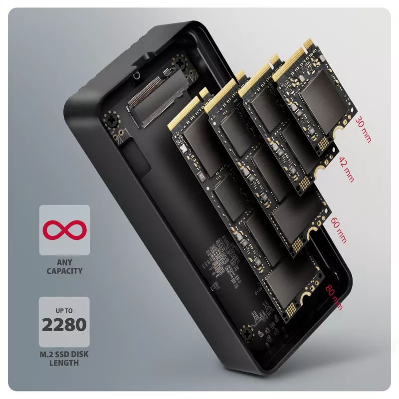 Axagon EEM2-40G case USB-C 40Gbps per SSD M.2 NVMe, alluminio ARMORED