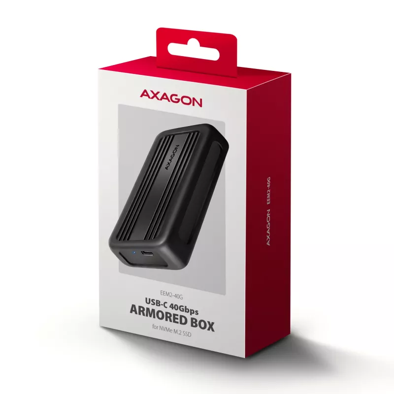 Axagon EEM2-40G case USB-C 40Gbps per SSD M.2 NVMe, alluminio ARMORED