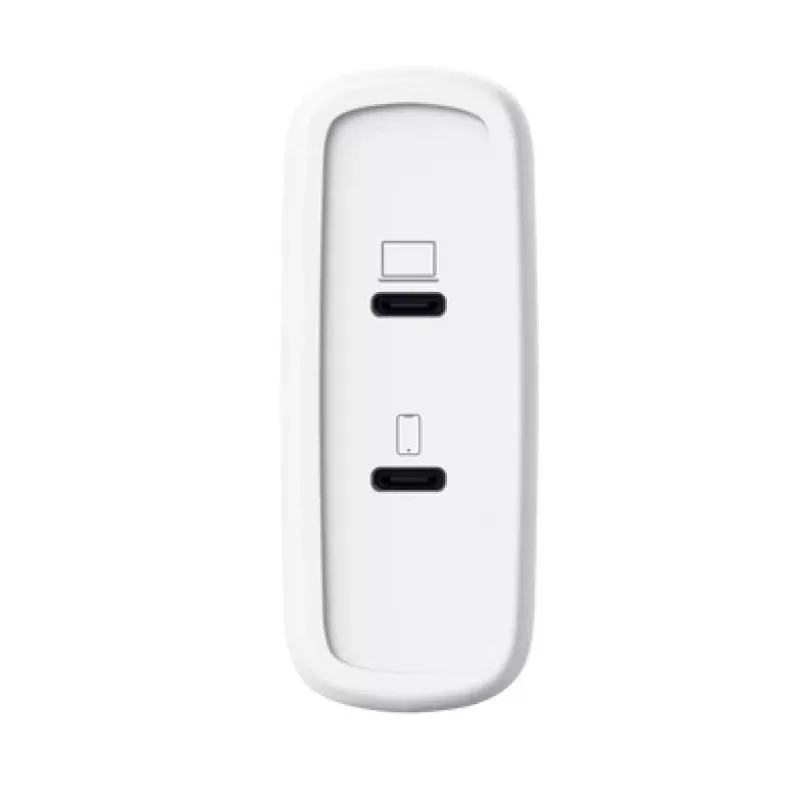 Caricabatterie TRUST Maxo 100W 2-Port USB-C GaN — 100 W, 2x USB-C, 20 V max, AC, interno, cavo 2 m, bianco