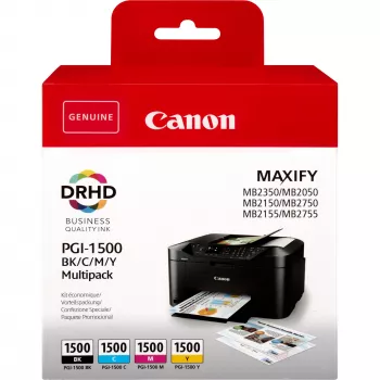 Cartucce d'inchiostro Canon PGI-1500 BK/C/M/Y multipack, nero, ciano, magenta, giallo, inchiostro a base pigmentata, inchiostro a base pigmentata, 12,4 ml, multipack