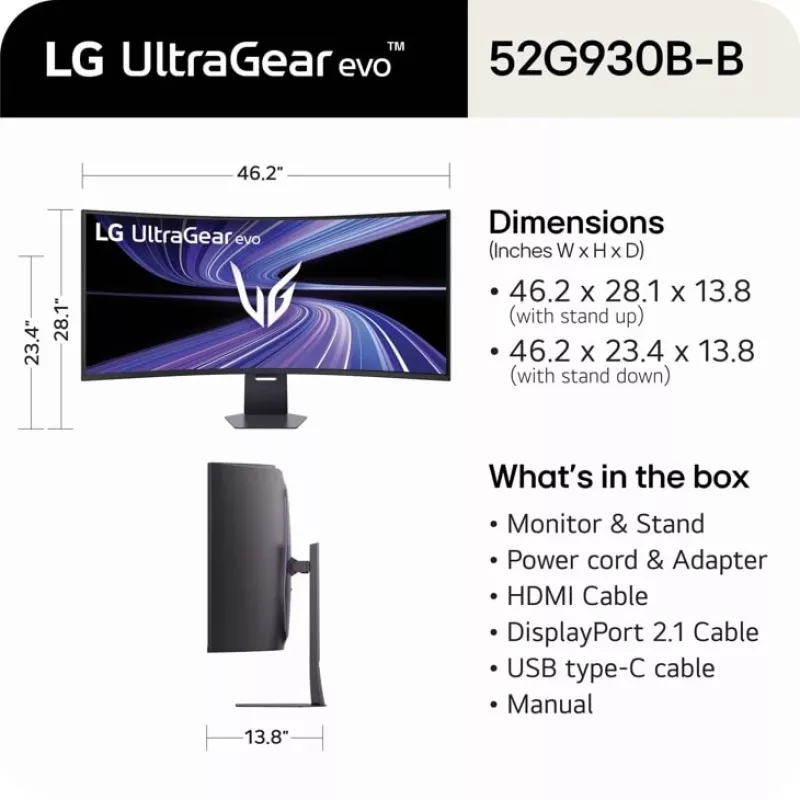 Monitor per computer LG 52G930B-B.AEU 132,1 cm (52 pollici) 5120 x 2160 pixel nero
