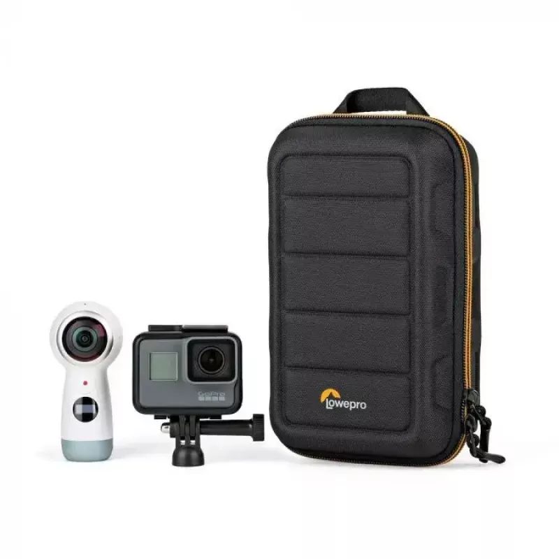 Borsa per fotocamera Lowepro HARDSIDE CS 60 — custodia rigida, compatta, 140×85×227 mm, nero/arancione
