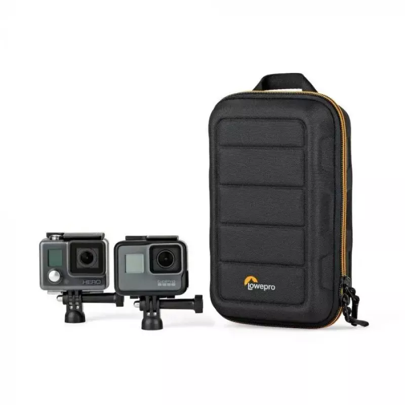 Borsa per fotocamera Lowepro HARDSIDE CS 60 — custodia rigida, compatta, 140×85×227 mm, nero/arancione