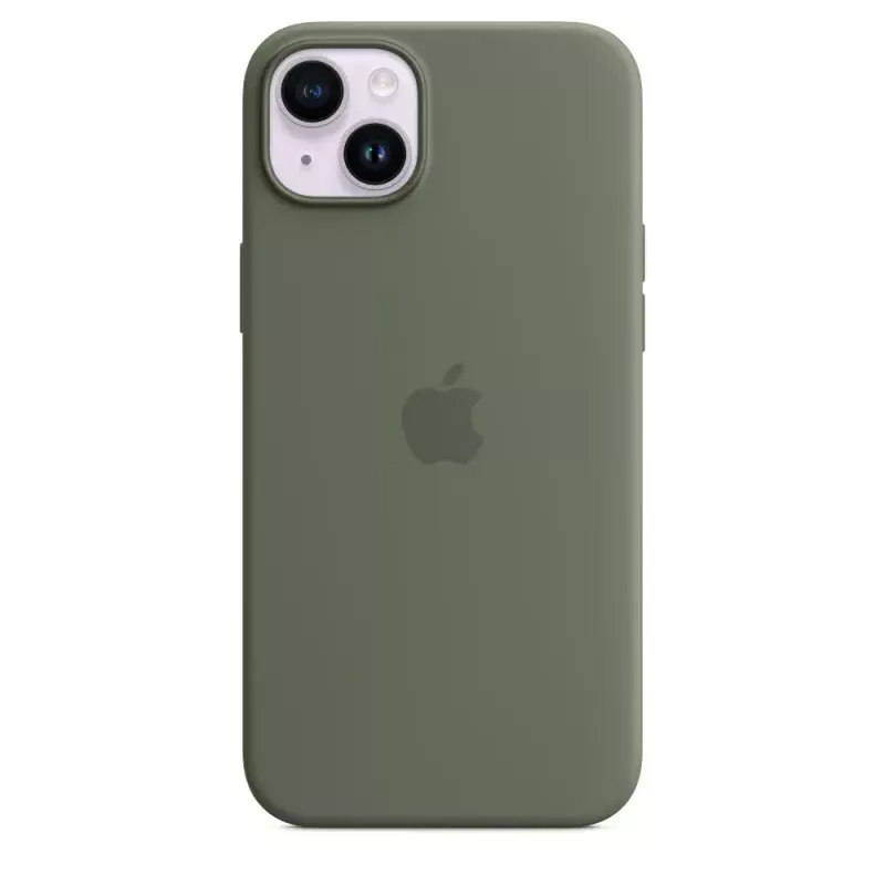 Cover Apple iPhone 14 Plus custodia in silicone compatibile MagSafe Oliv