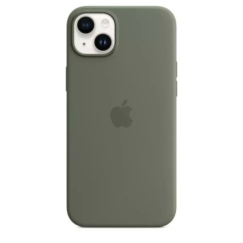 Cover Apple iPhone 14 Plus custodia in silicone compatibile MagSafe Oliv