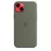 Cover Apple iPhone 14 Plus custodia in silicone compatibile MagSafe Oliv