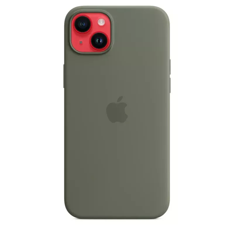 Cover Apple iPhone 14 Plus custodia in silicone compatibile MagSafe Oliv