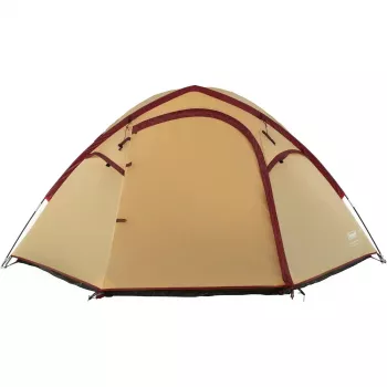 Tenda da campeggio estiva COLEMAN Darwin 4 Plus per 4 persone — beige/rosso scuro