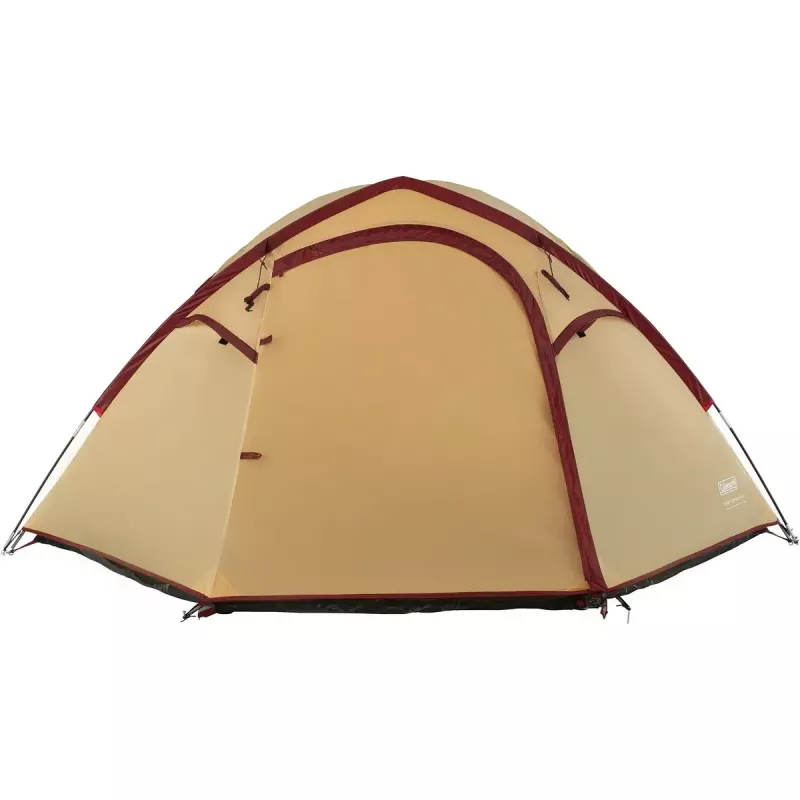 Tenda da campeggio estiva COLEMAN Darwin 4 Plus per 4 persone — beige/rosso scuro