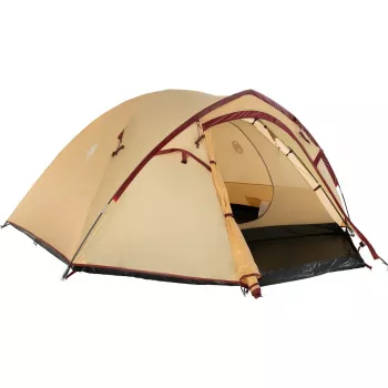 Tenda da campeggio estiva COLEMAN Darwin 4 Plus per 4 persone — beige/rosso scuro