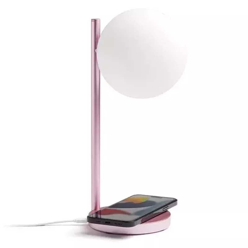 Lampada LED da tavolo Lexon Bubble Lamp LH70LP rosa chiaro 15W con caricabatterie wireless
