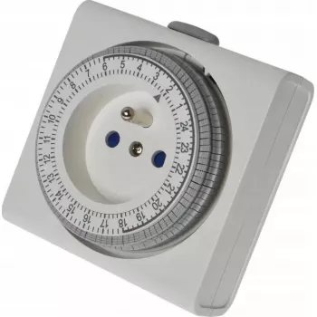 Timer analogico REV 0025020109 WS compatto bianco — interruttore meccanico per il controllo giornaliero