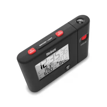 Sveglia digitale Mebus 25795 nera rettangolare batteria USB