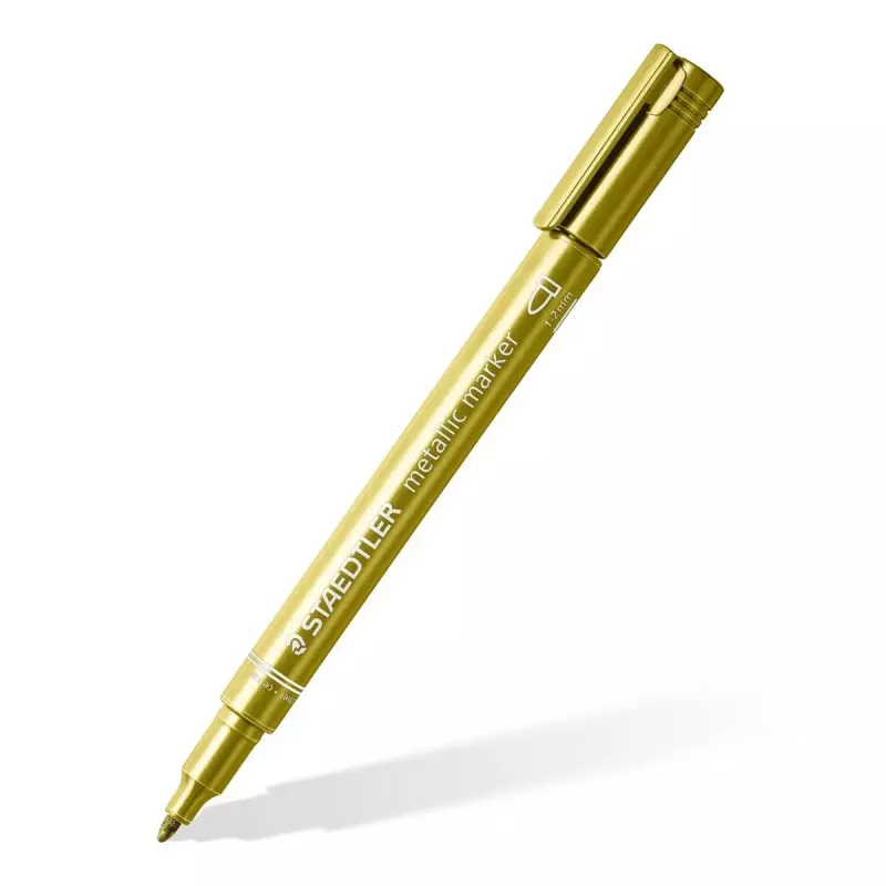Staedtler 8323-S BK2 pennarello metallizzato, punta tonda 1-2 mm, oro/argento, confezione da 2