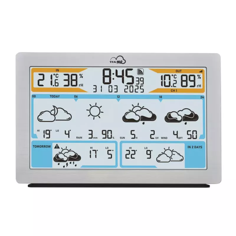 TFA-Dostmann TFA.me Silver LCD a batteria WLAN anemometro igrometro termometro