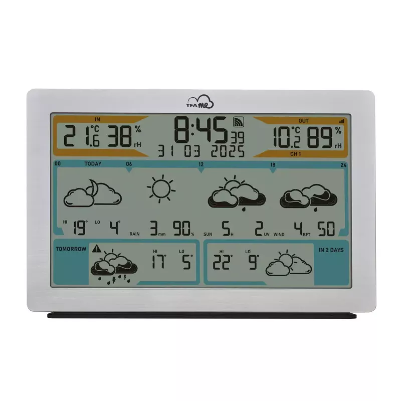 TFA-Dostmann TFA.me Silver LCD a batteria WLAN anemometro igrometro termometro