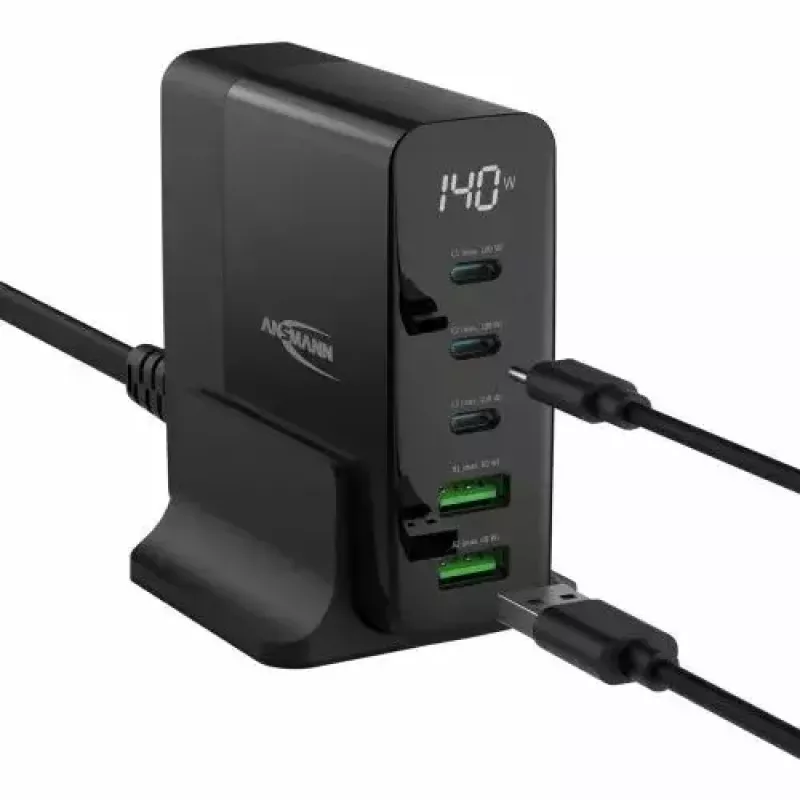 Caricabatterie da interno Ansmann DC5140PD universale nero ricarica rapida USB