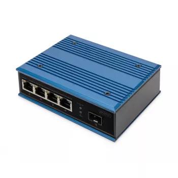 Switch di rete Digitus 4 porte Fast Ethernet PoE, industriale, unmanaged, 1 uplink SFP