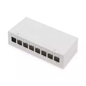 Patch panel DIGITUS desktop modulare vuoto, schermato, 8 porte, acciaio, grigio, montaggio a parete
