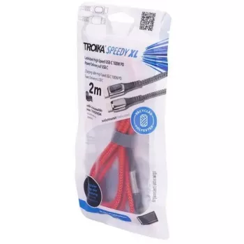 Cavo di ricarica TROIKA SPEEDY XL rosso — cavo USB di ricarica resistente, modello CBL20/RD