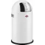 Pattumiera Wesco Pushboy Jr. 22 l, bianco opaco — coperchio a pressione senza pedale, pattumiera compatta da cucina