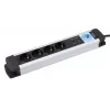 Ciabatta Olympia MS 2500 1,5 m 5 prese AC per interni nero argento