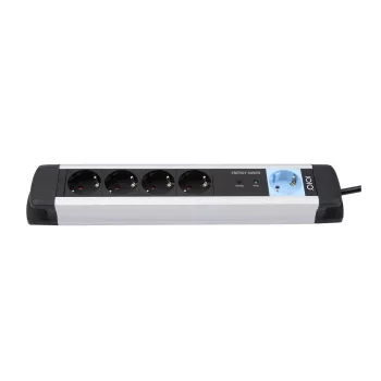 Ciabatta Olympia MS 2500 1,5 m 5 prese AC per interni nero argento