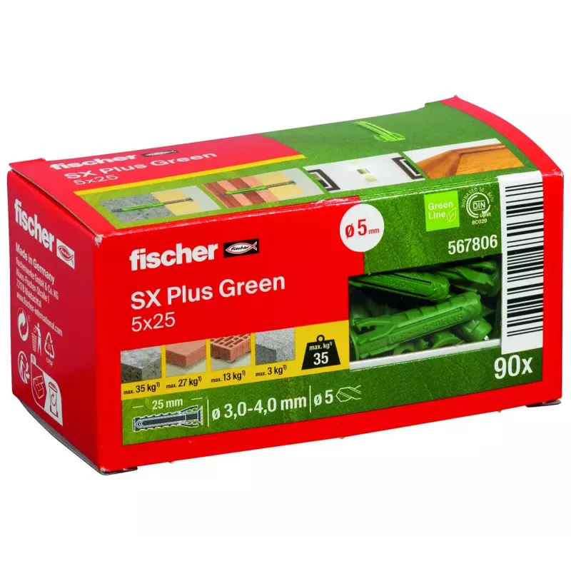Tassello Fischer SX Plus verde 25 mm 90 pezzi